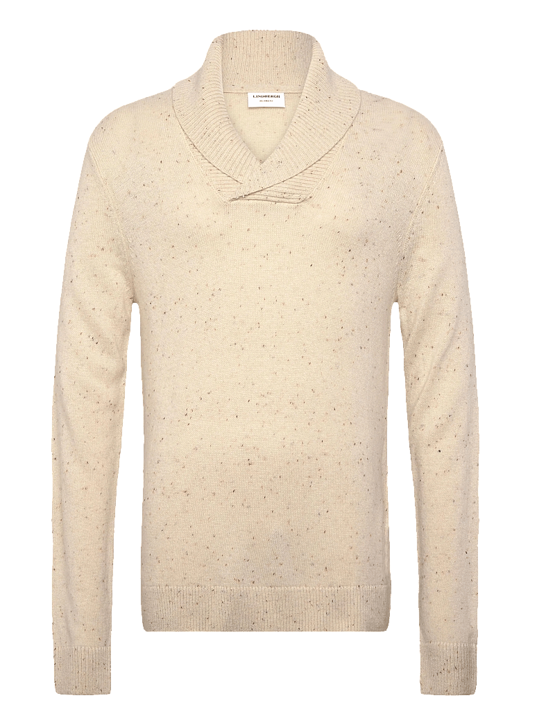 Lindbergh - Nep-yarn shawl collar knit - v-hals - ecru - 0