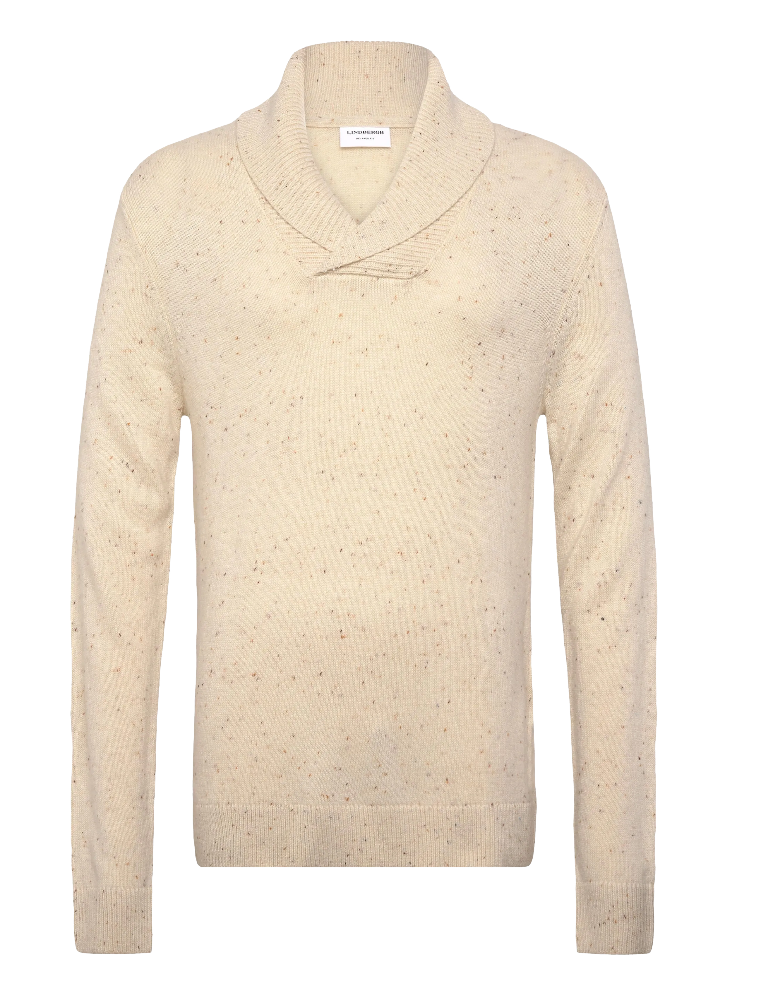 Lindbergh Nep-yarn shawl collar knit - Riided - ECRU / cream