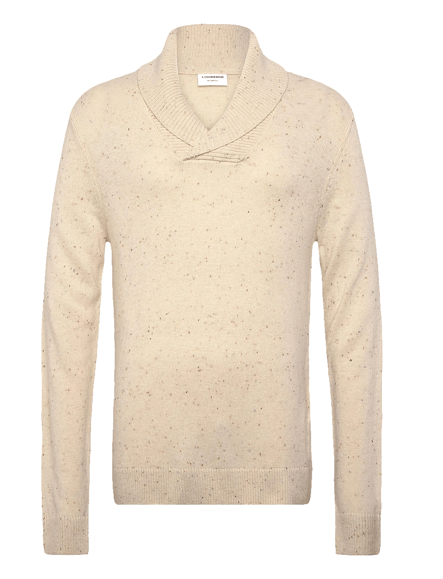 Lindbergh - Nep-yarn shawl collar knit - v-ausschnitt - ecru - 0