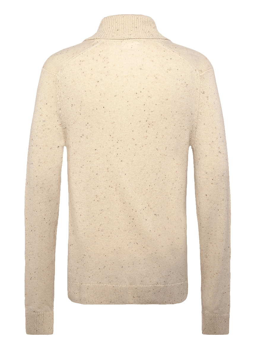 Lindbergh - Nep-yarn shawl collar knit - v-ausschnitt - ecru - 1