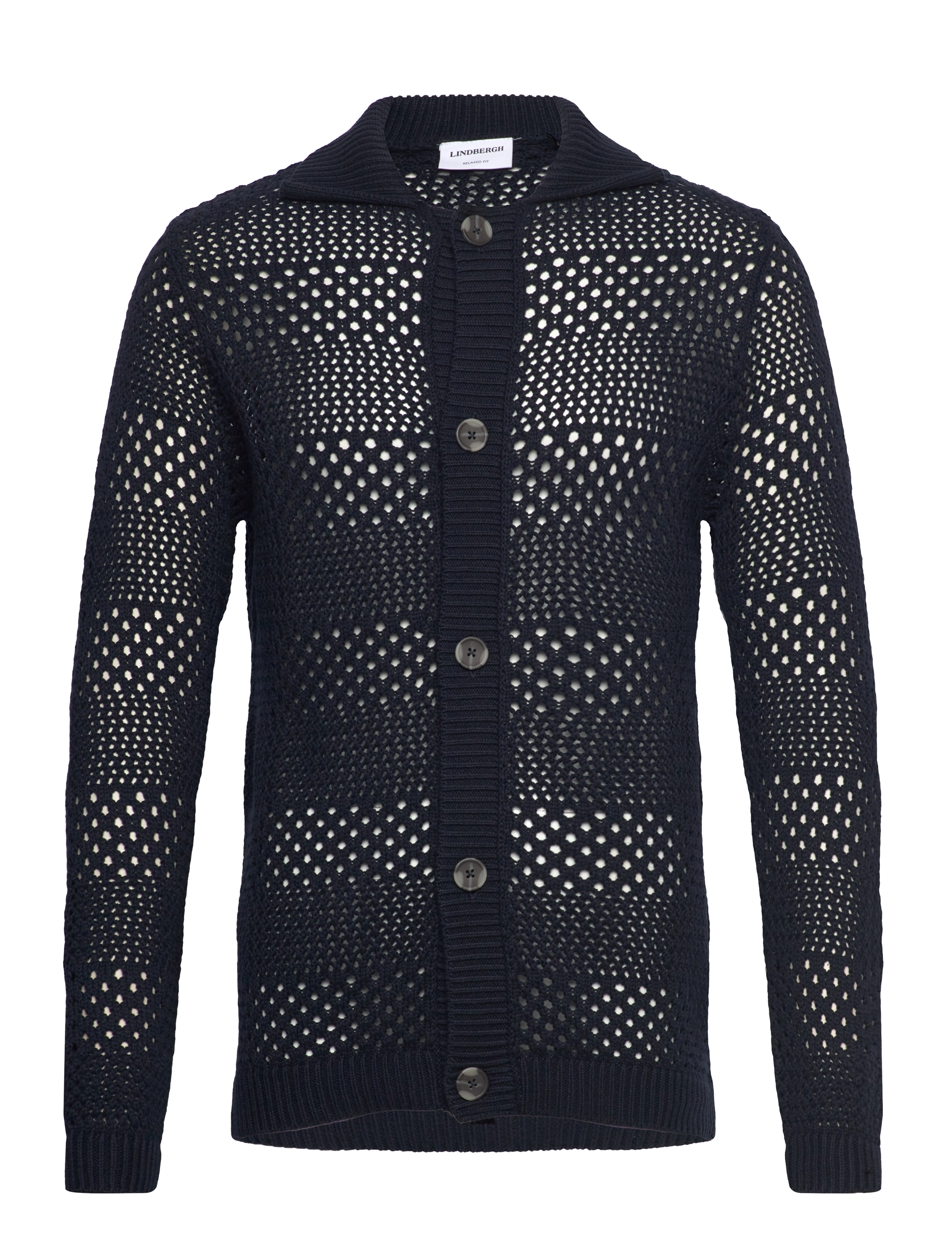 LINDBERGH Crochet Cardigan Schwarz - M - Herren