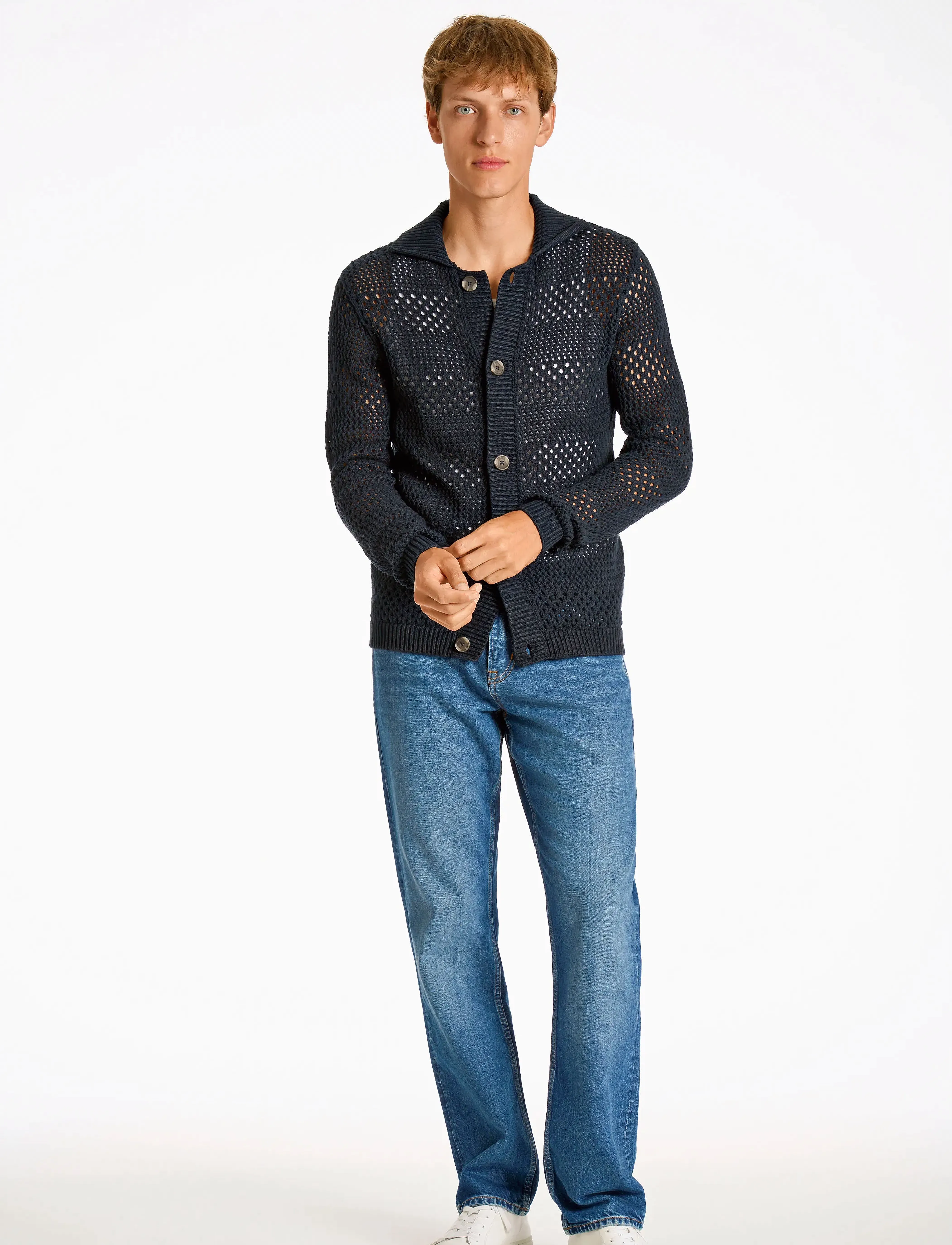 Lindbergh - Crochet cardigan - cardigans - navy - 4