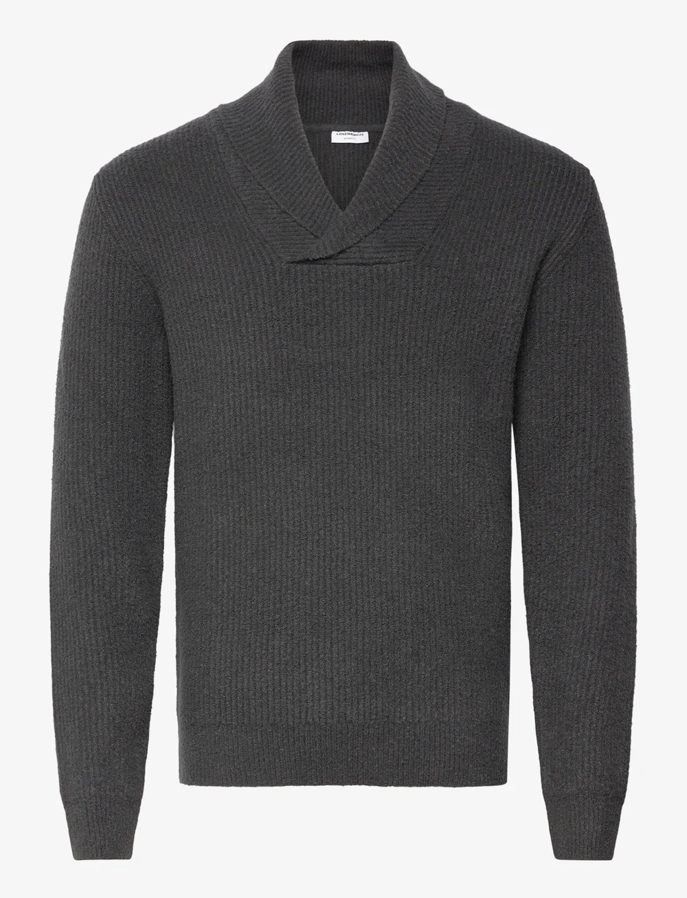 Lindbergh - Shawlcollar lambswoollook knit - v-necks - dusty black - 0
