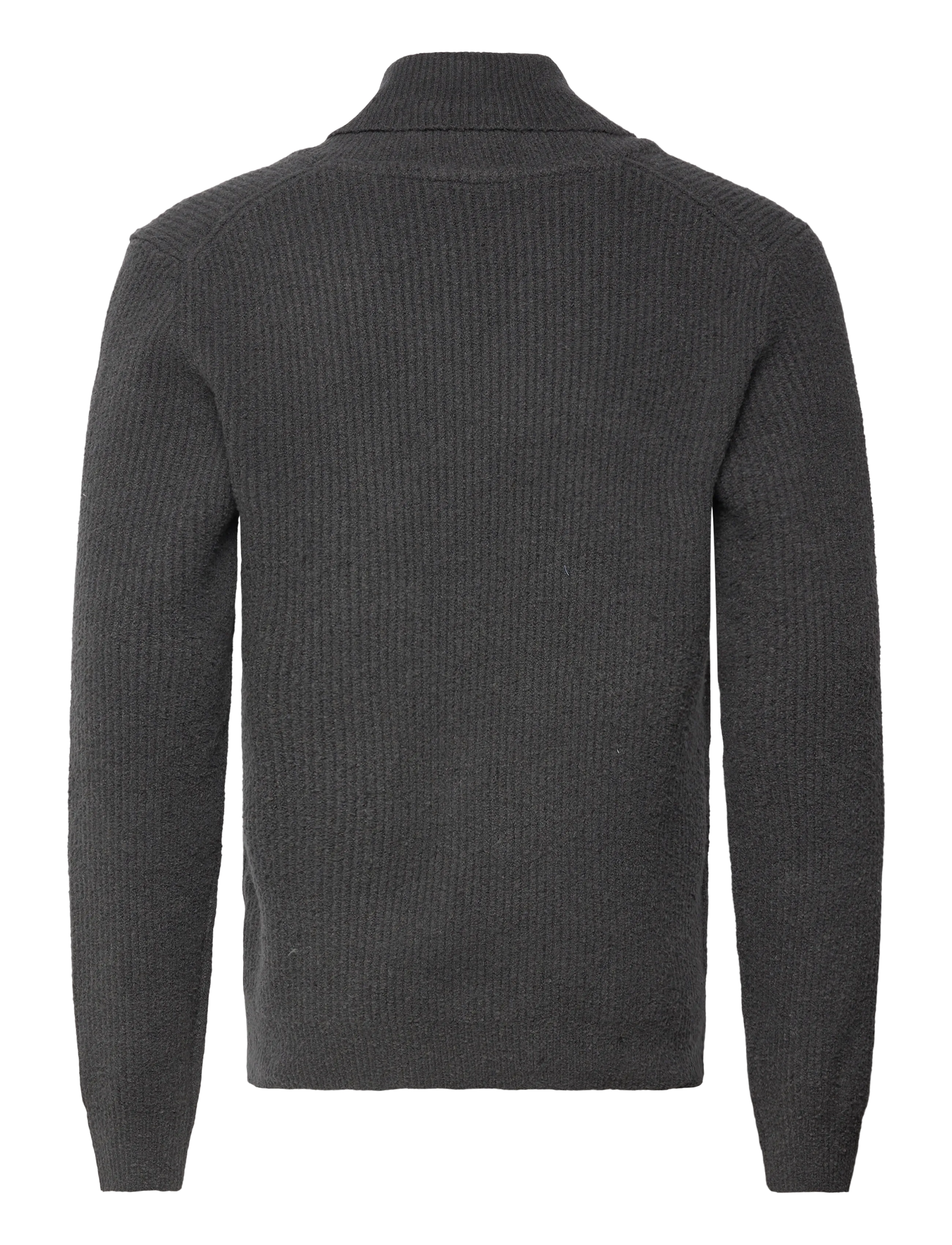 Lindbergh - Shawlcollar lambswoollook knit - pulls col v - dusty black - 1