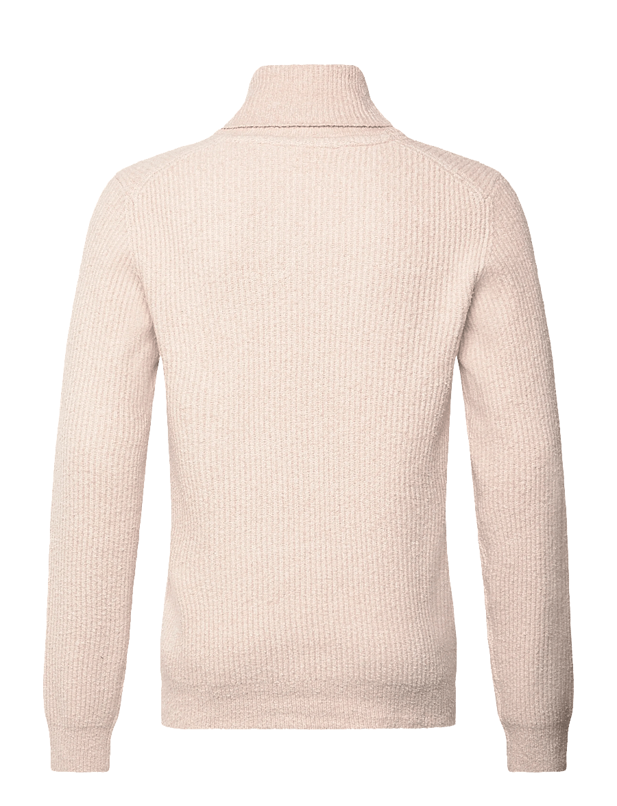 Lindbergh - Shawlcollar lambswoollook knit - v-ausschnitt - stone mel - 1
