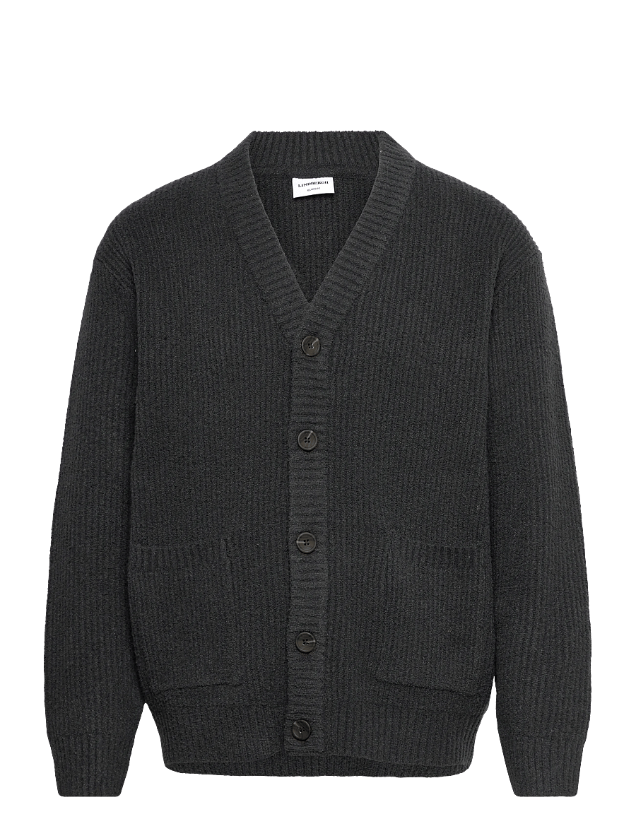 Lindbergh - Heavy lambswool look cardigan - dusty black - 0