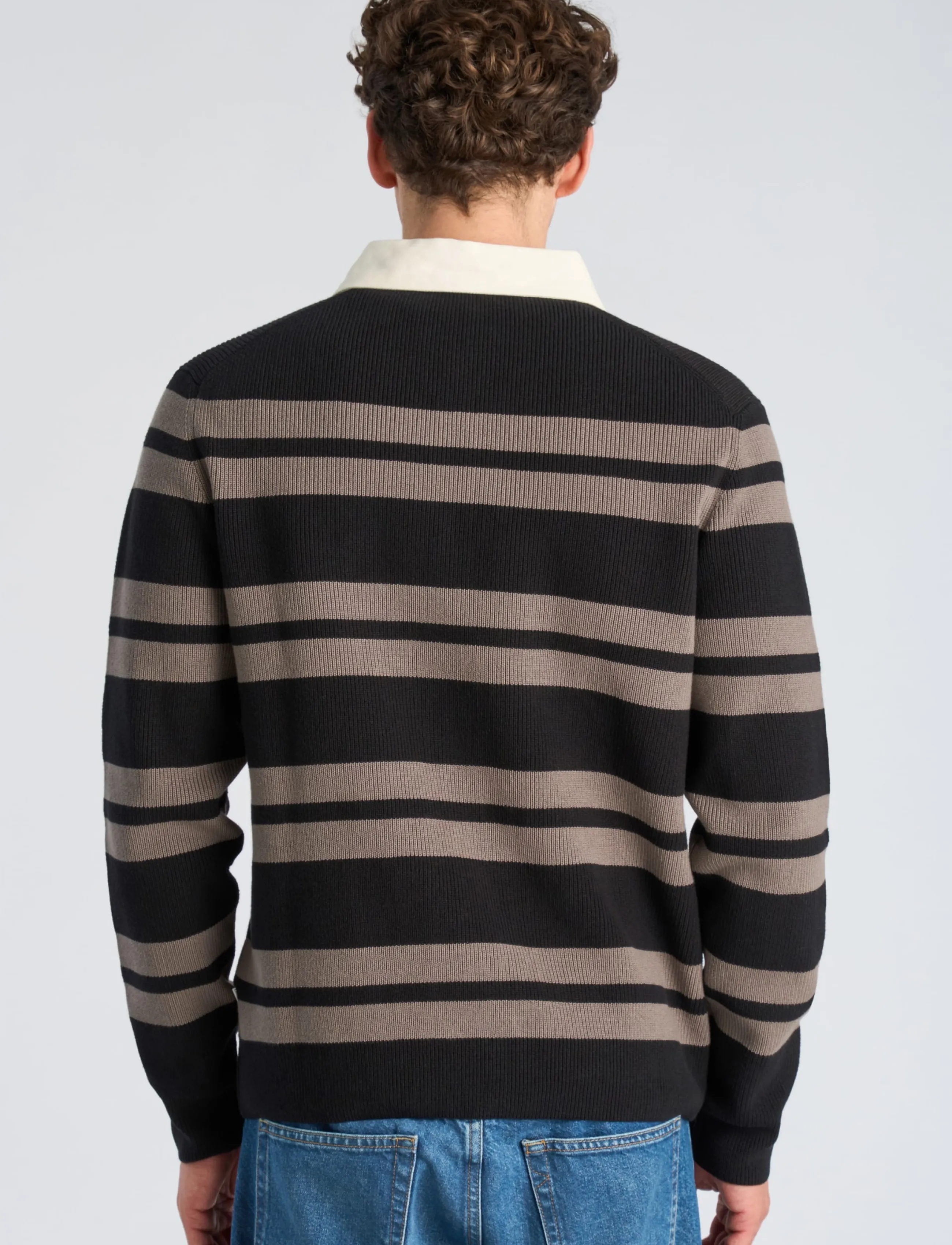 Lindbergh - Knitted striped L/S rugby shirt - black - 4