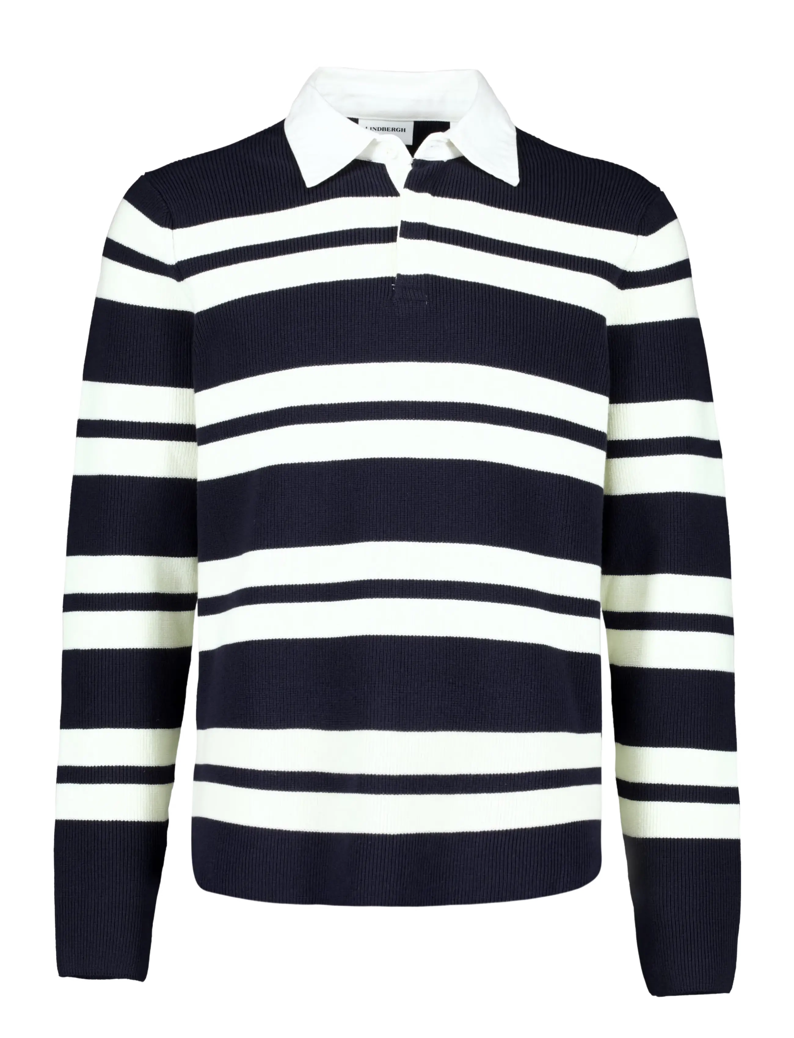 Lindbergh Knitted striped L/S rugby shirt - Langärmelige Strick-Polohemden - NAVY / navy