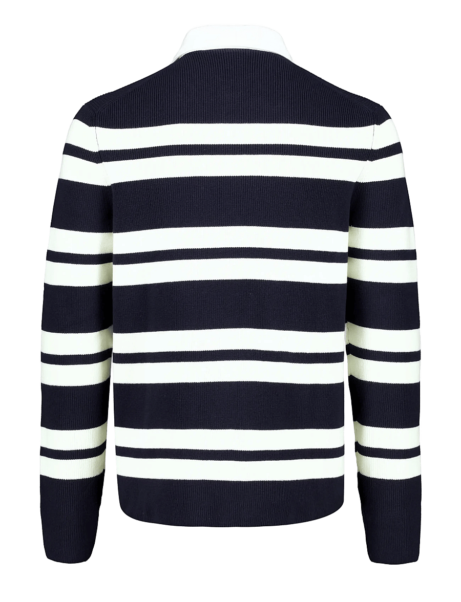 Lindbergh - Knitted striped L/S rugby shirt - navy - 1