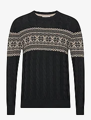 Lindbergh - Jaquard cable o-neck sweater - rundhals - black - 0