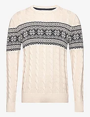 Lindbergh - Jaquard cable o-neck sweater - nordic style - off white - 1
