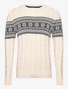 Jaquard cable o-neck sweater, Lindbergh