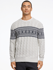 Lindbergh - Jaquard cable o-neck sweater - nordic style - off white - 0