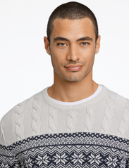 Lindbergh - Jaquard cable o-neck sweater - nordic style - off white - 5