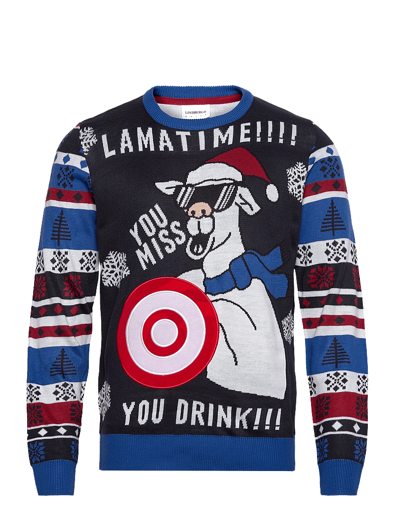 Lindbergh - Interactive xmas knit - Ümmarguse kaelusega kudumid - dk navy - 0