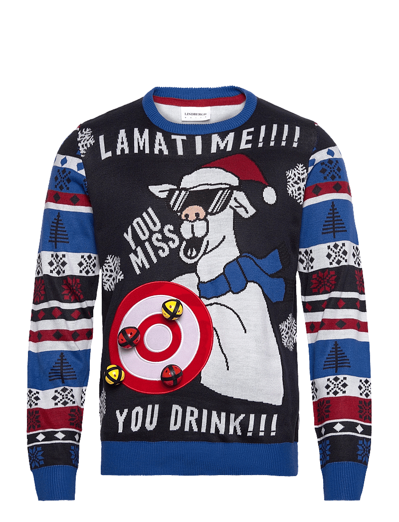 Lindbergh - Interactive xmas knit - Ümmarguse kaelusega kudumid - dk navy - 2