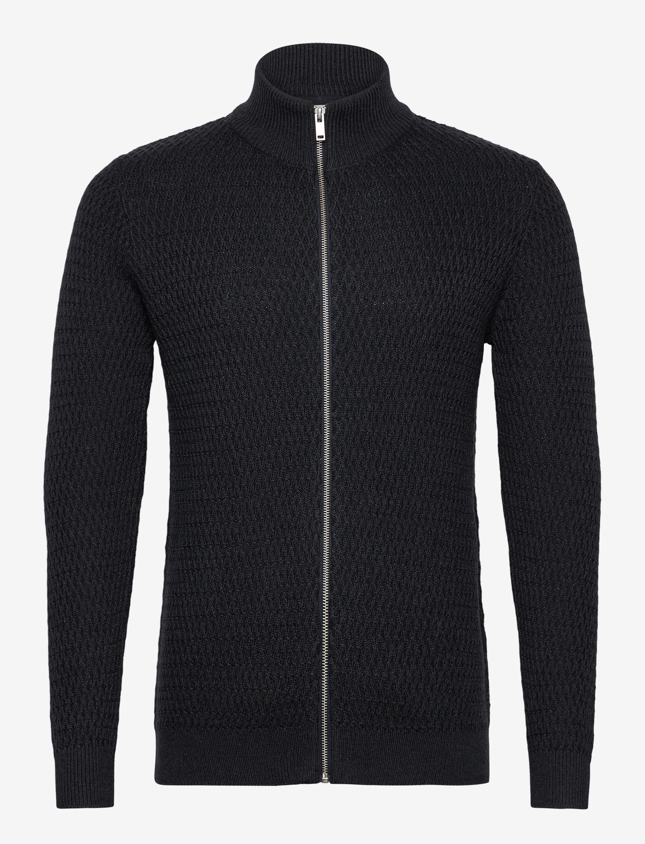 Lindbergh - Zip through structure cardigan - fødselsdagsgaver - dk navy mel - 0