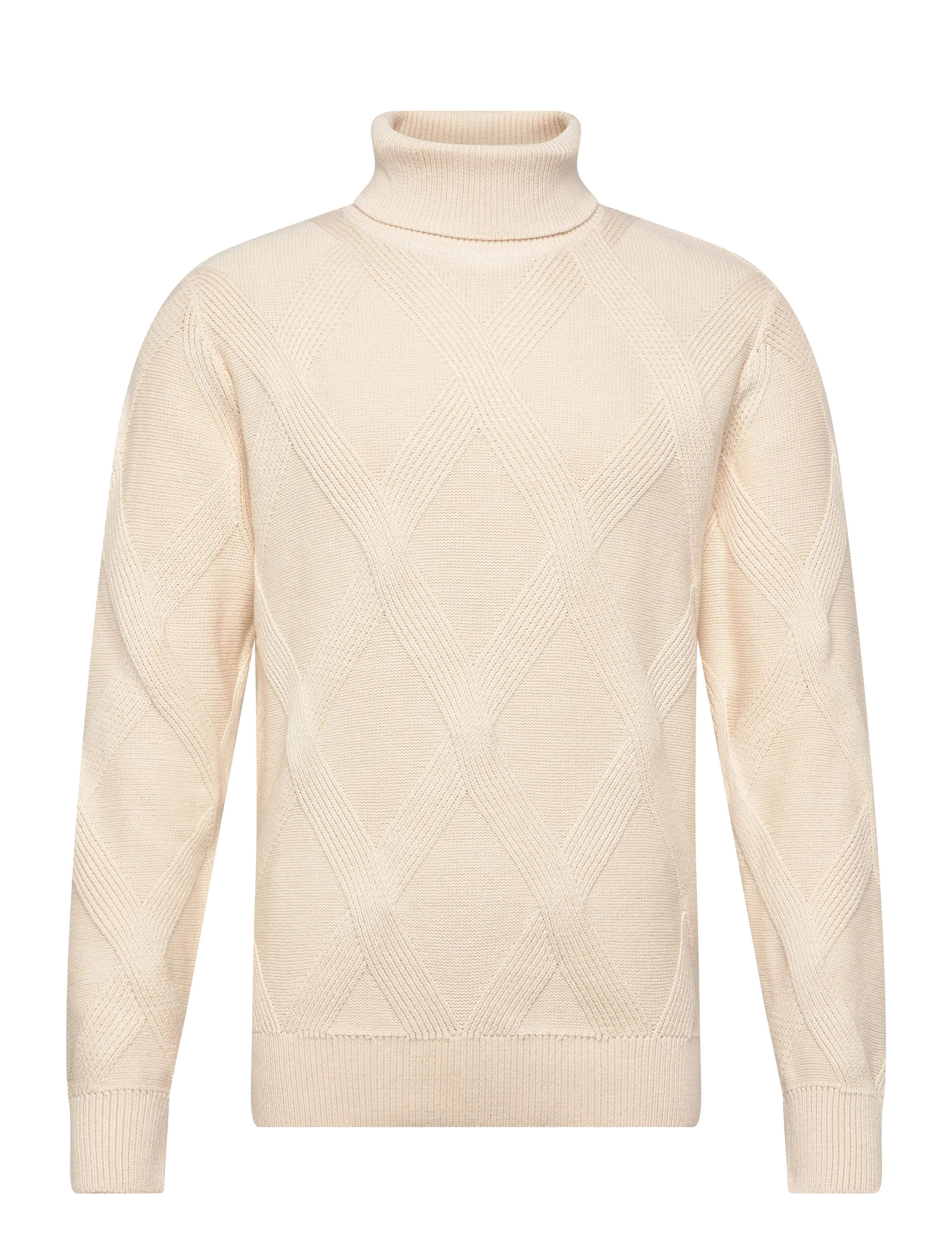 LINDBERGH Rolled Neck Structure Knit Cream - S - Herren