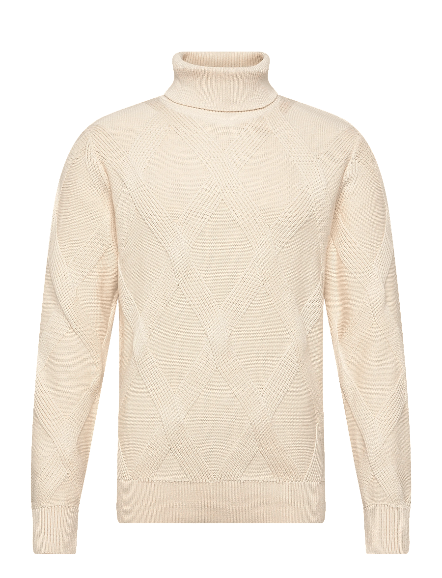Lindbergh - Rolled neck structure knit - turtlenecks - off white - 1