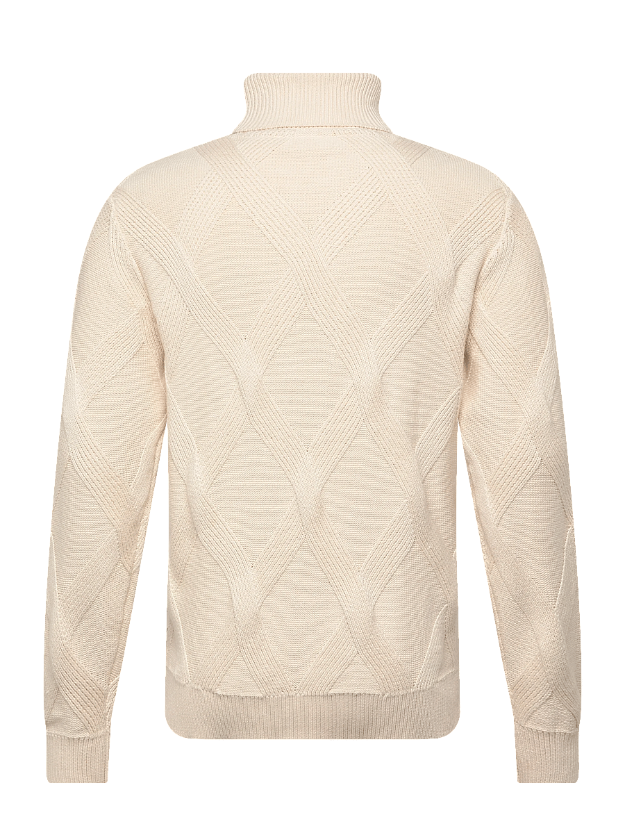Lindbergh - Rolled neck structure knit - turtlenecks - off white - 2