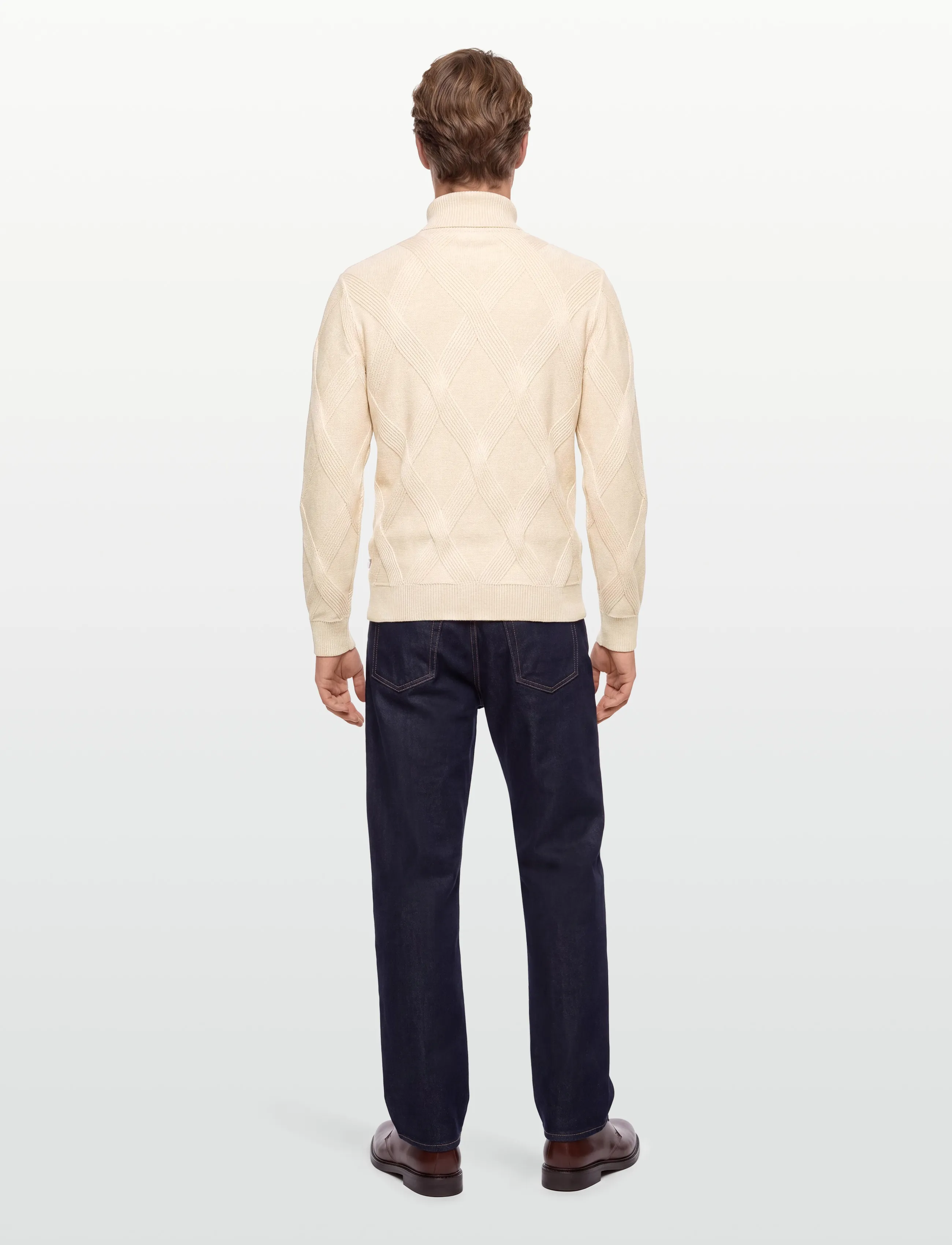 Lindbergh - Rolled neck structure knit - rullekraver - off white - 4