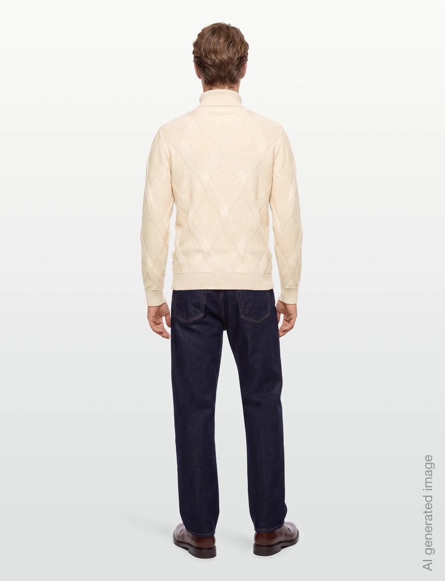 Lindbergh - Rolled neck structure knit - turtlenecks - off white - 4
