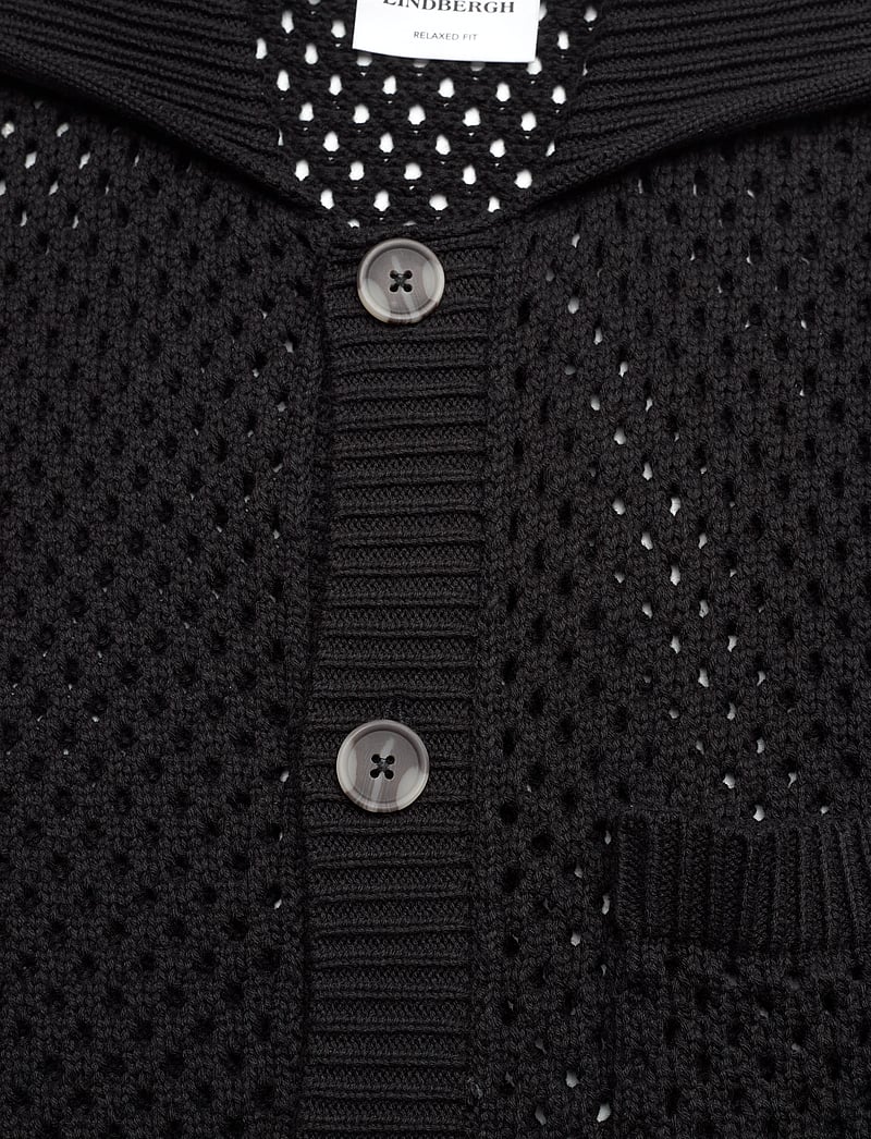 Lindbergh - Chrocet S/S cardigan - kurzarmhemden - black - 2