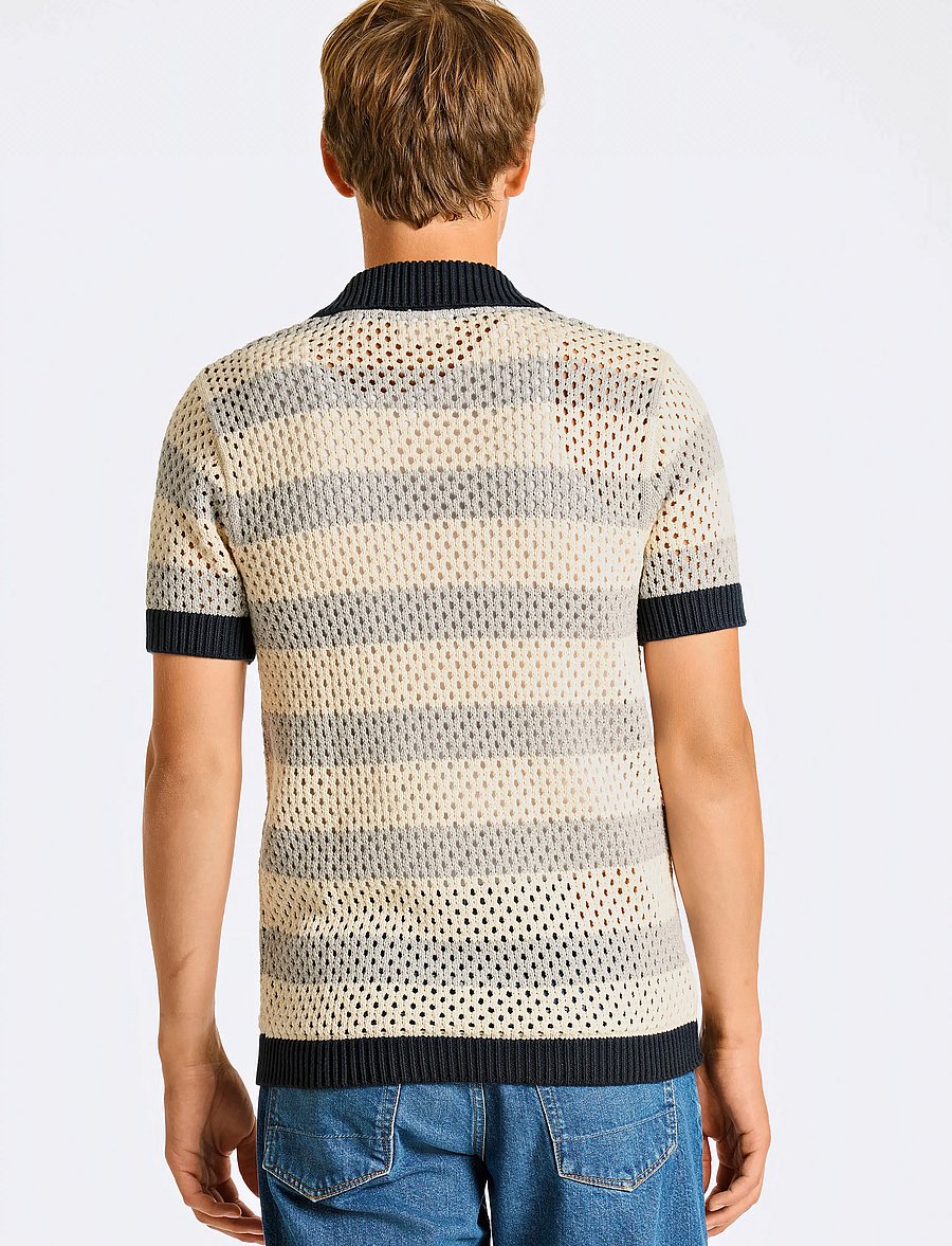 Lindbergh - Crochet S/S cardigan - kurzarmhemden - grey mel - 3
