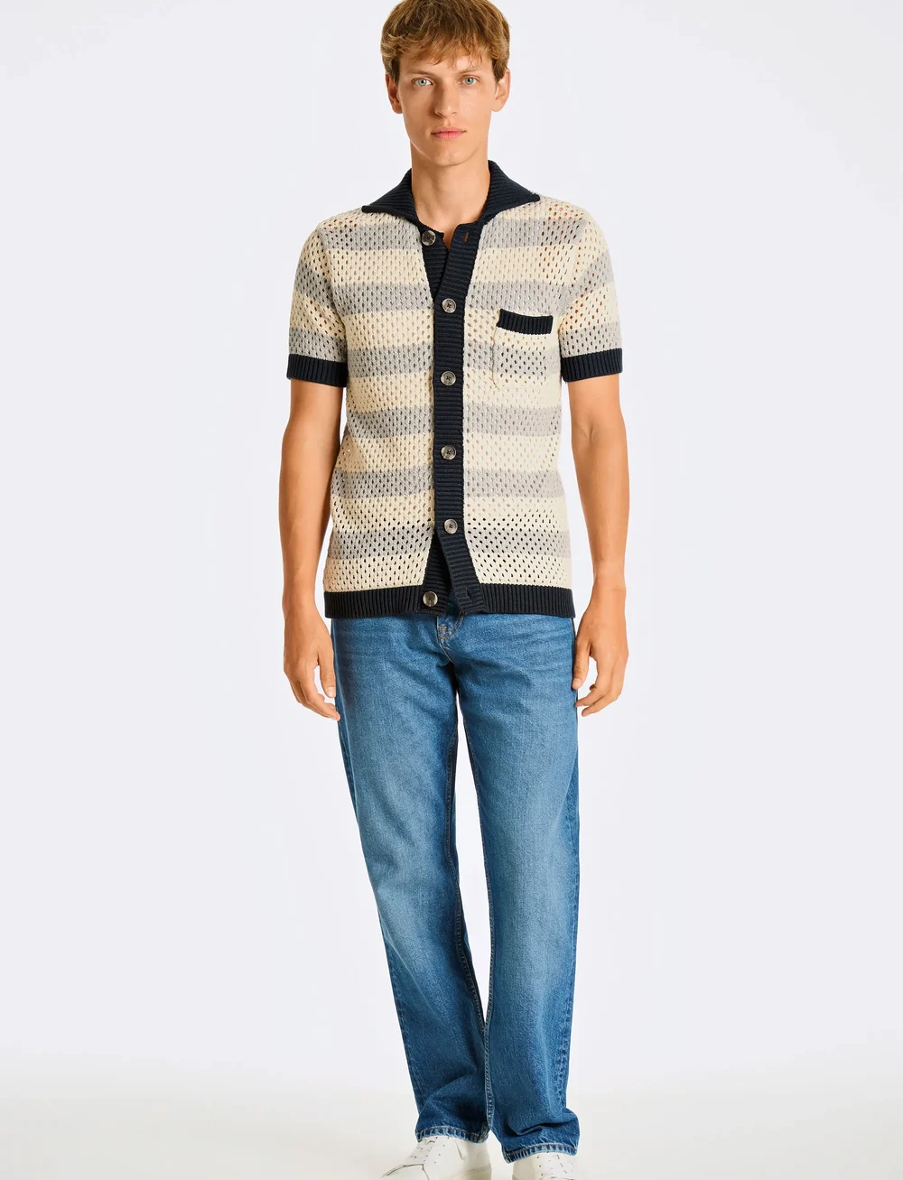 Lindbergh - Crochet S/S cardigan - lühikeste varrukatega särgid - grey mel - 4