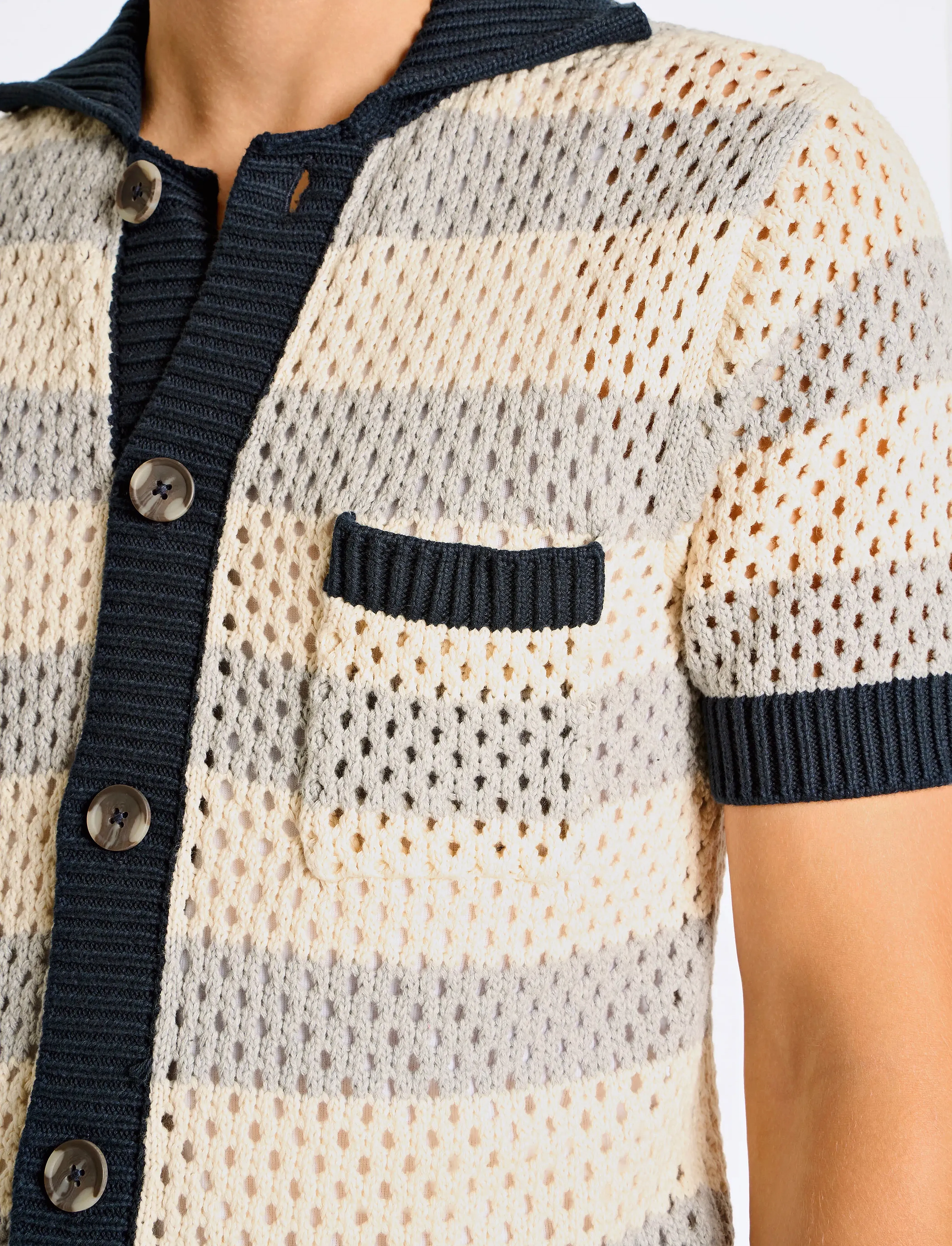 Lindbergh Crochet S/S Cardigan herr – bild 5