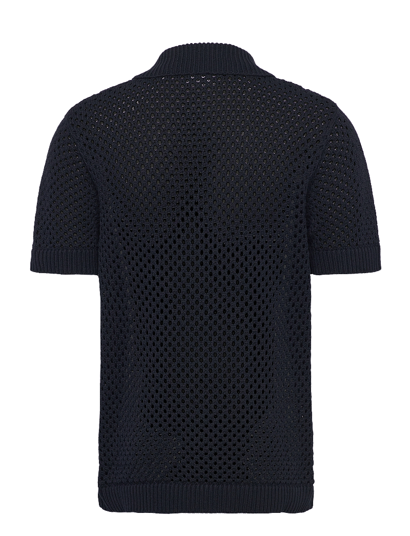 Lindbergh - Crochet S/S cardigan - kortærmede skjorter - navy - 1