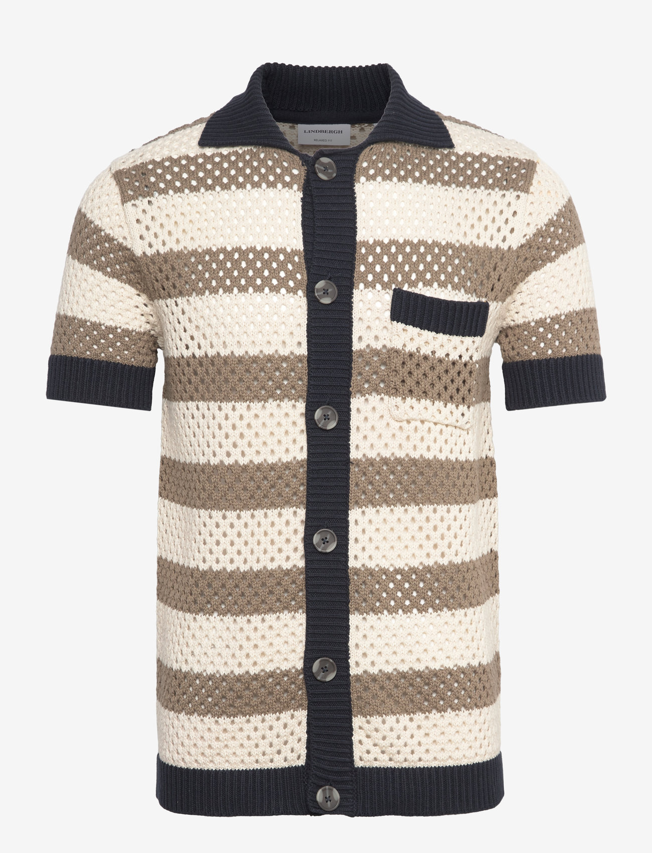 Lindbergh - Crochet S/S cardigan - kortærmede skjorter - stone - 1