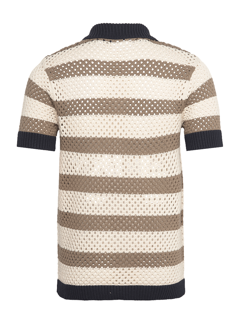 Lindbergh - Chrocet S/S cardigan - short-sleeved shirts - stone - 2