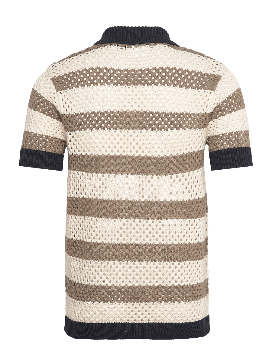Lindbergh - Crochet S/S cardigan - short-sleeved shirts - stone - 2