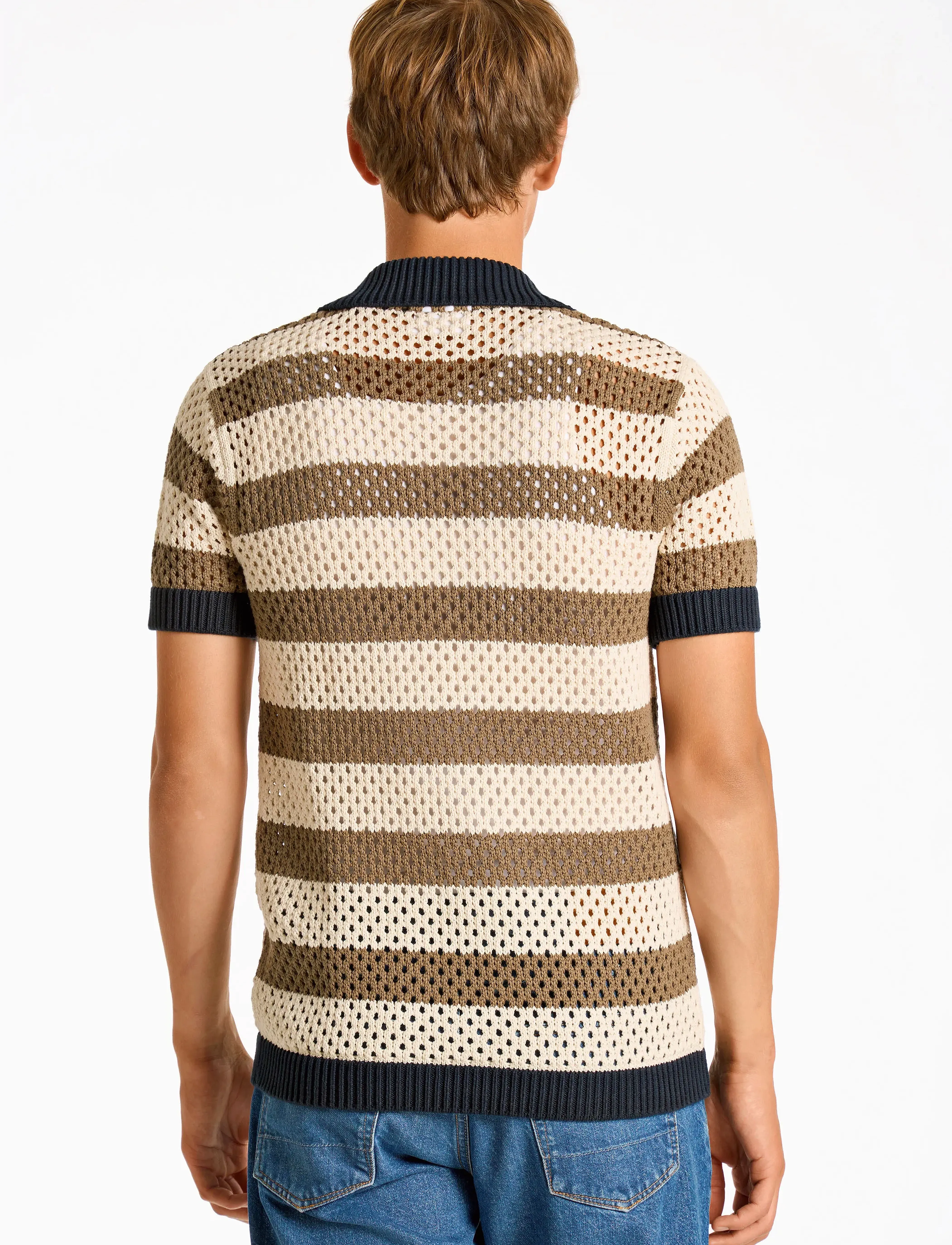Lindbergh - Crochet S/S cardigan - kortärmade skjortor - stone - 3