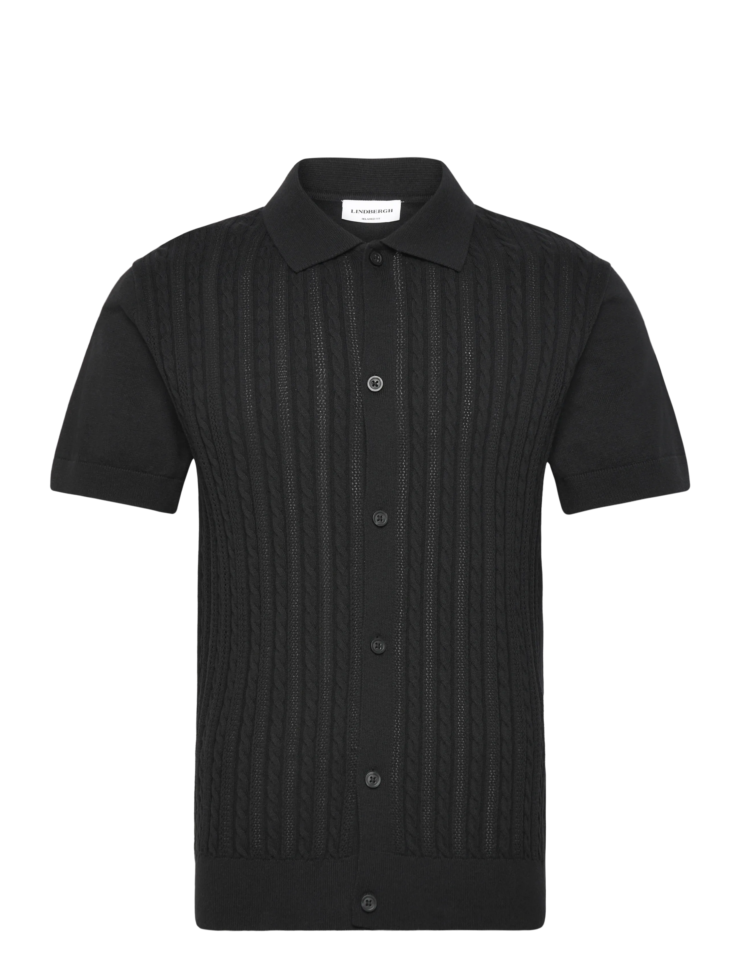 LINDBERGH Strick S/S Cable Cardigan Schwarz - M - Herren
