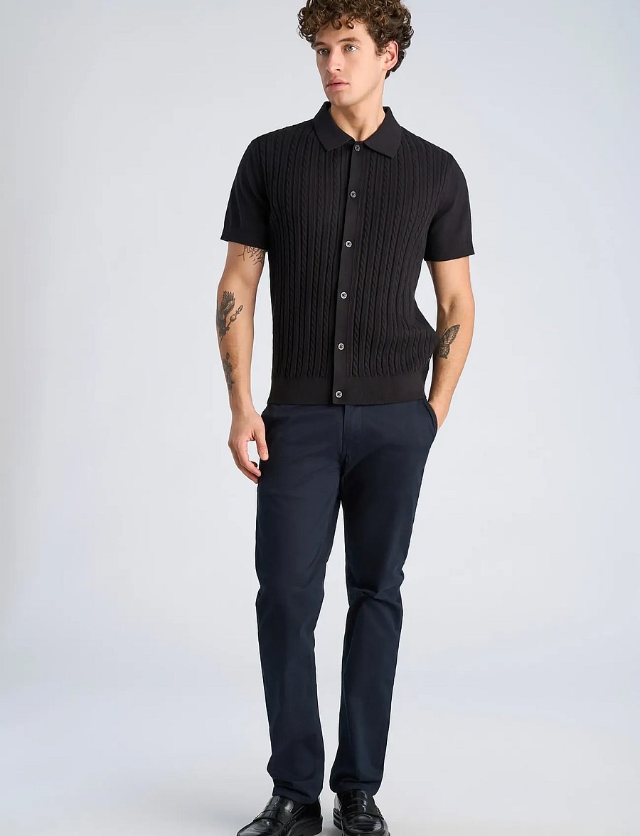 Lindbergh - Knitted S/S cable cardigan - lühikeste varrukatega särgid - black - 0