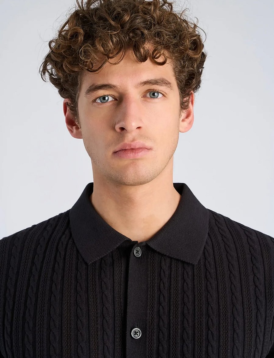 Lindbergh - Knitted S/S cable cardigan - lühikeste varrukatega särgid - black - 5