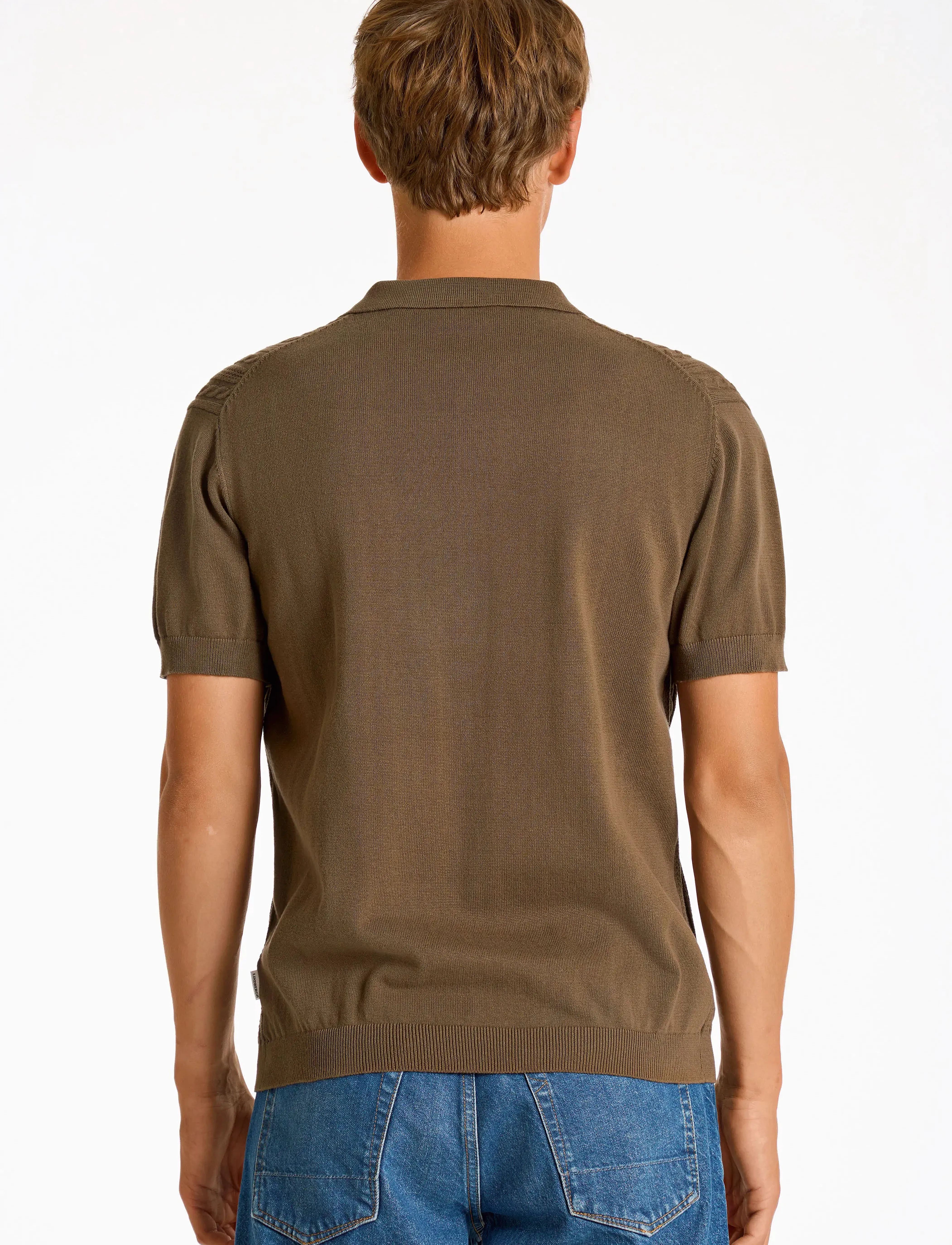 Lindbergh - Knitted S/S cable cardigan - short-sleeved shirts - dk stone - 2