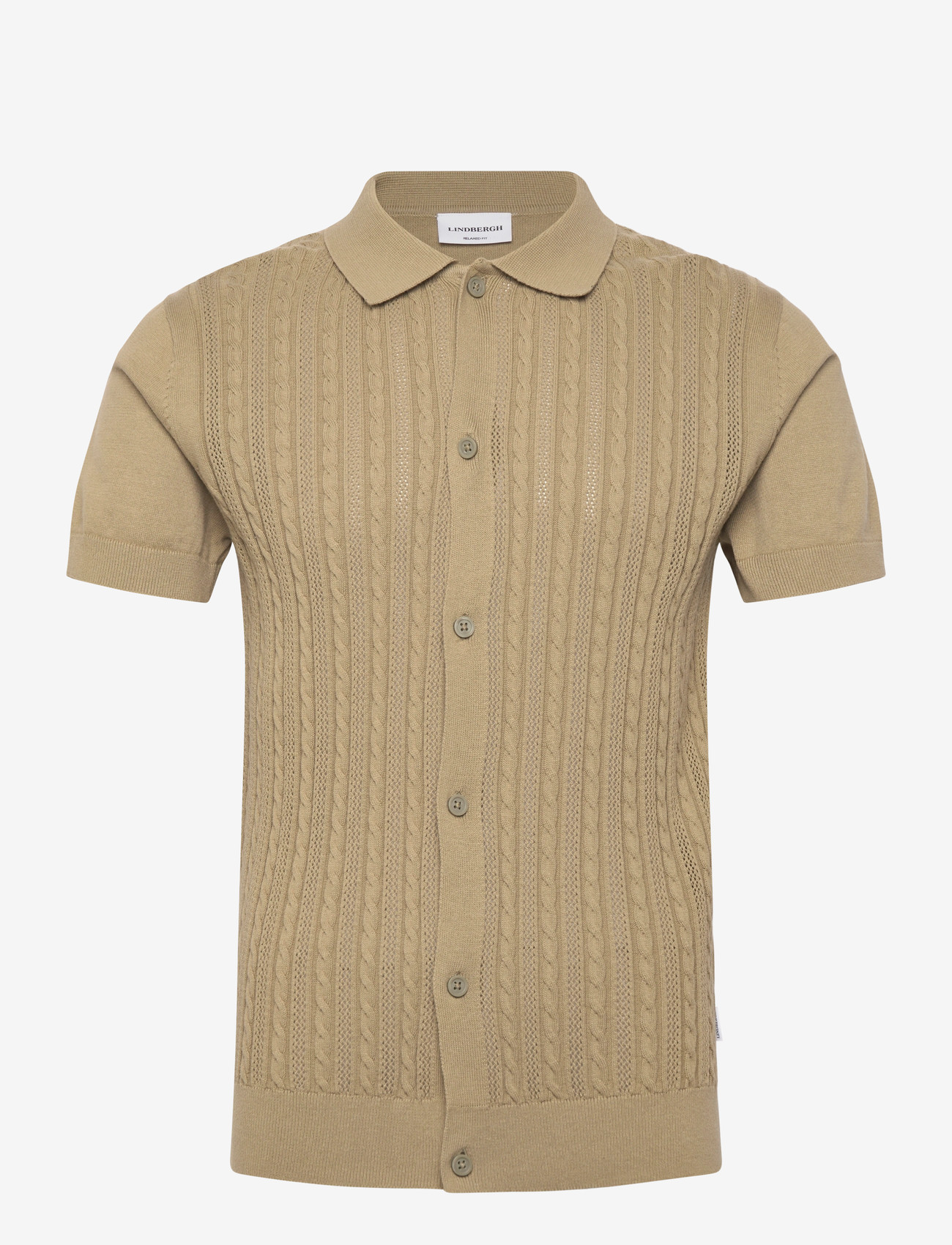 Lindbergh - Knitted S/S cable cardigan - kortærmede skjorter - dusty green - 1