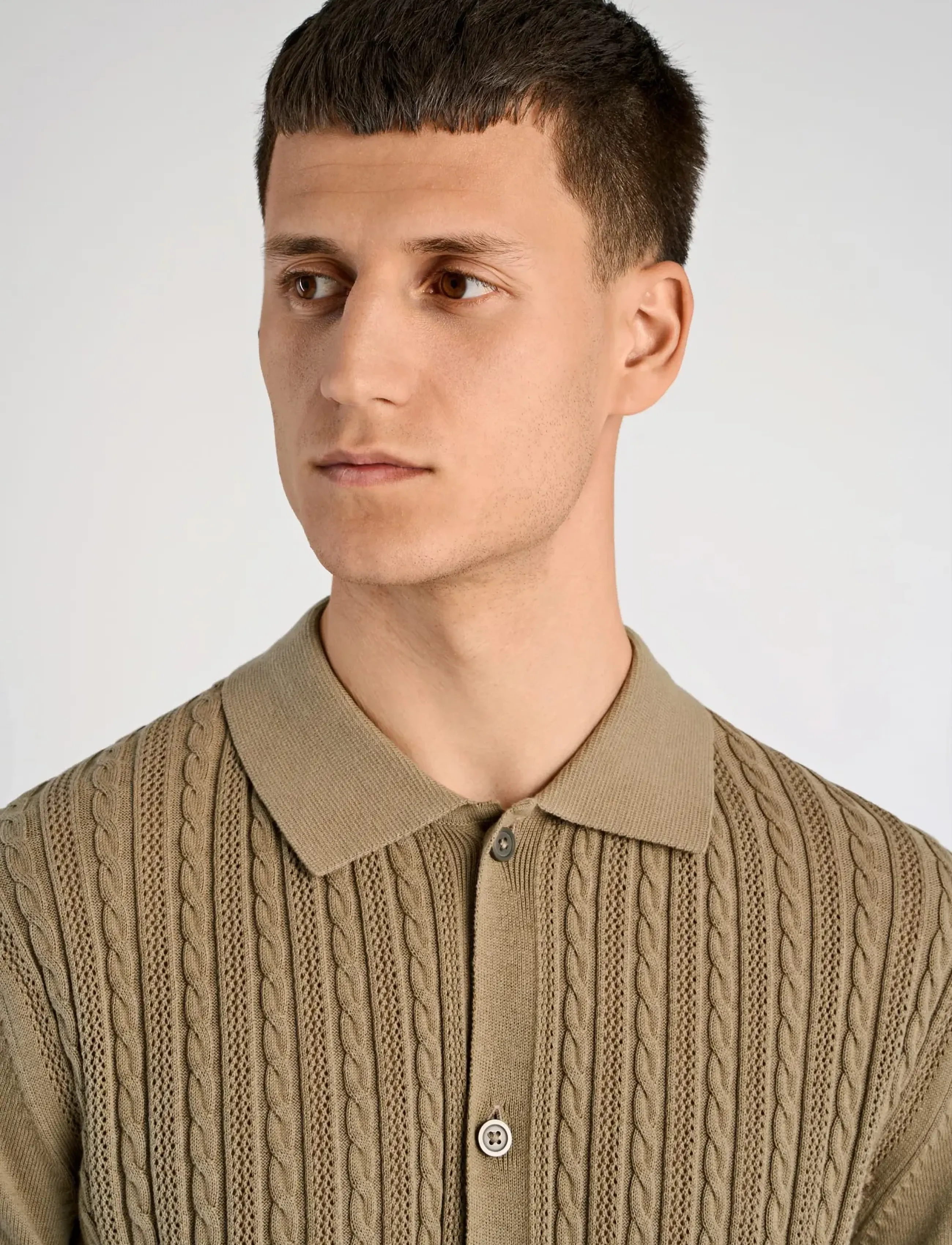 Lindbergh - Knitted S/S cable cardigan - kortärmade skjortor - dusty green - 5