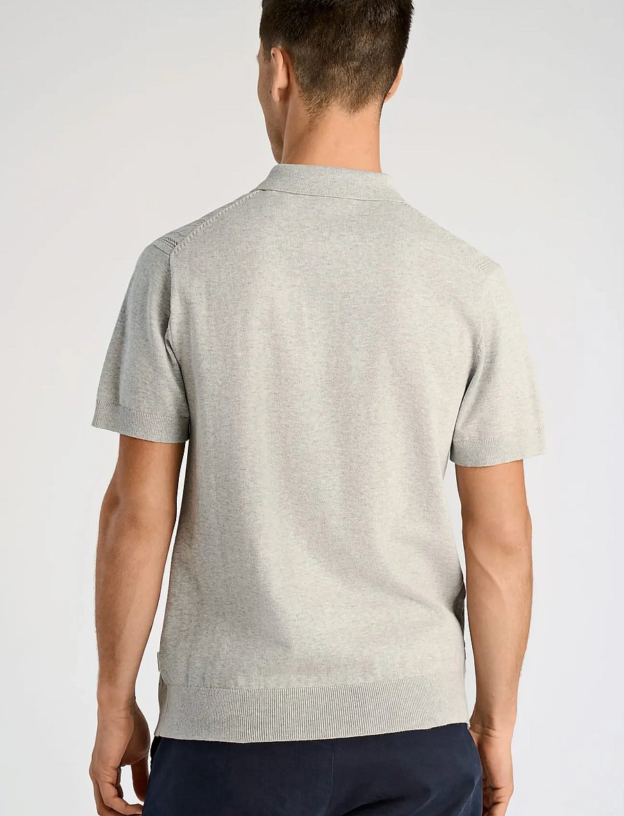 Lindbergh - Knitted S/S cable cardigan - kortærmede skjorter - grey mel - 4