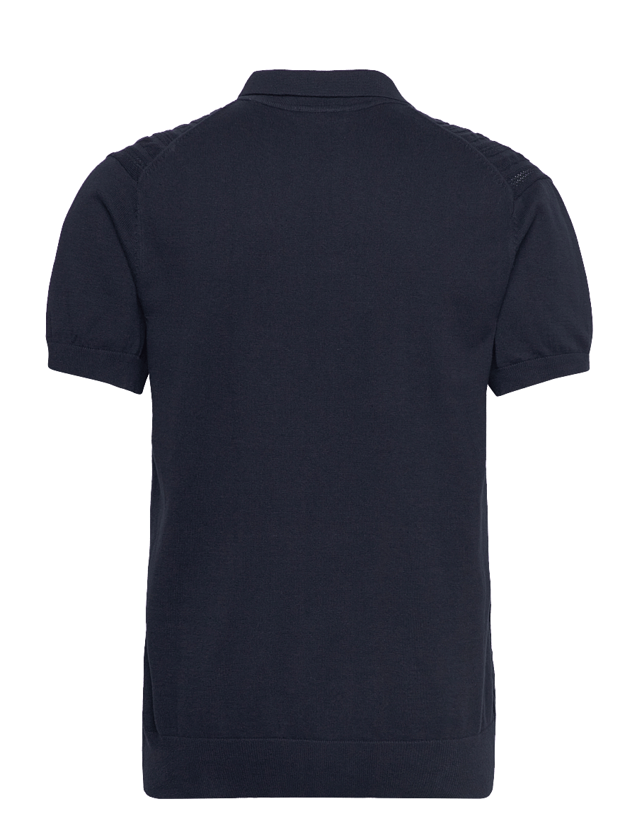 Lindbergh - Knitted S/S cable cardigan - short-sleeved shirts - navy - 1