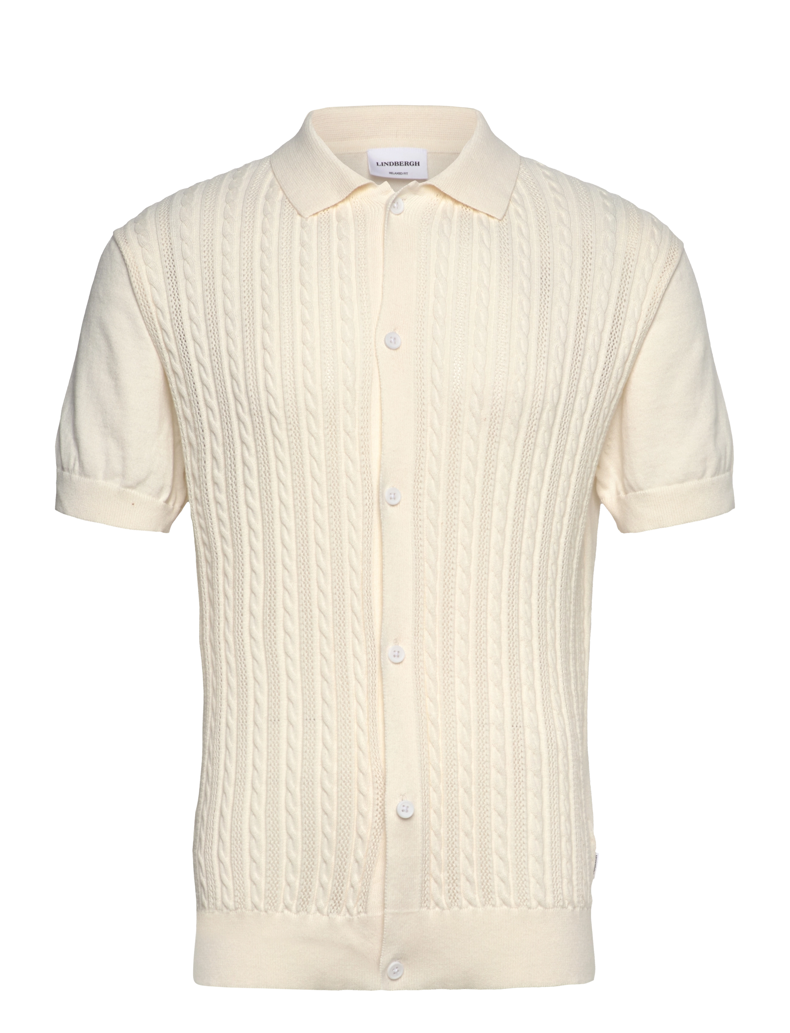 LINDBERGH Strick S/S Cable Cardigan Cream - S - Herren