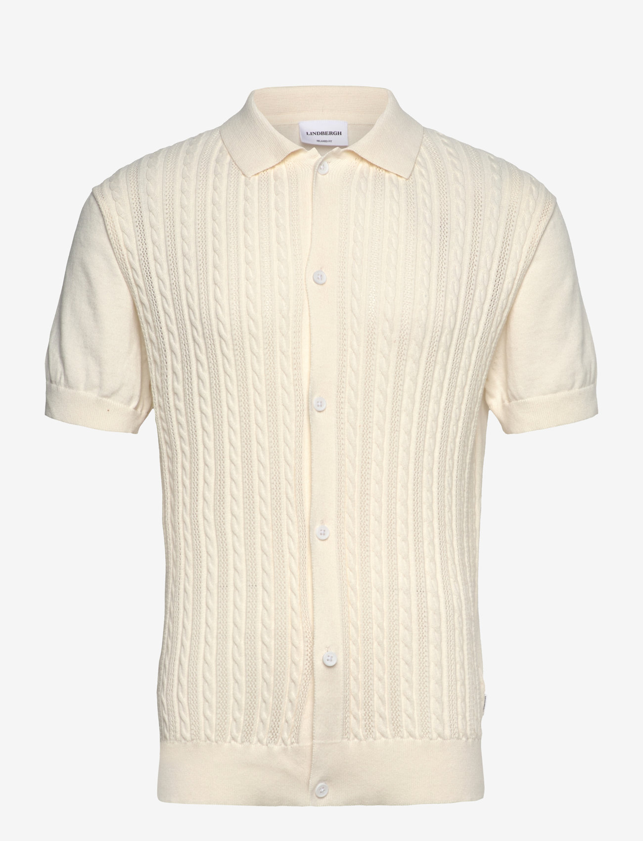 Lindbergh - Knitted S/S cable cardigan - kurzarmhemden - pearl white - 0