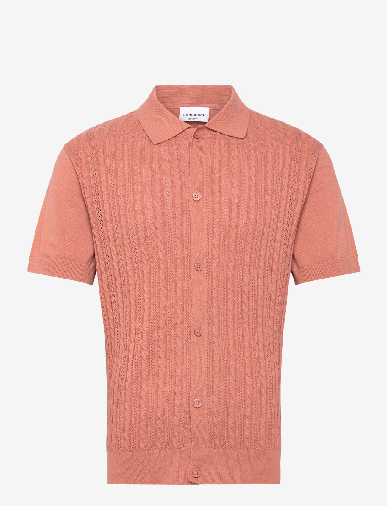 Lindbergh - Knitted S/S cable cardigan - kortærmede skjorter - rose - 1