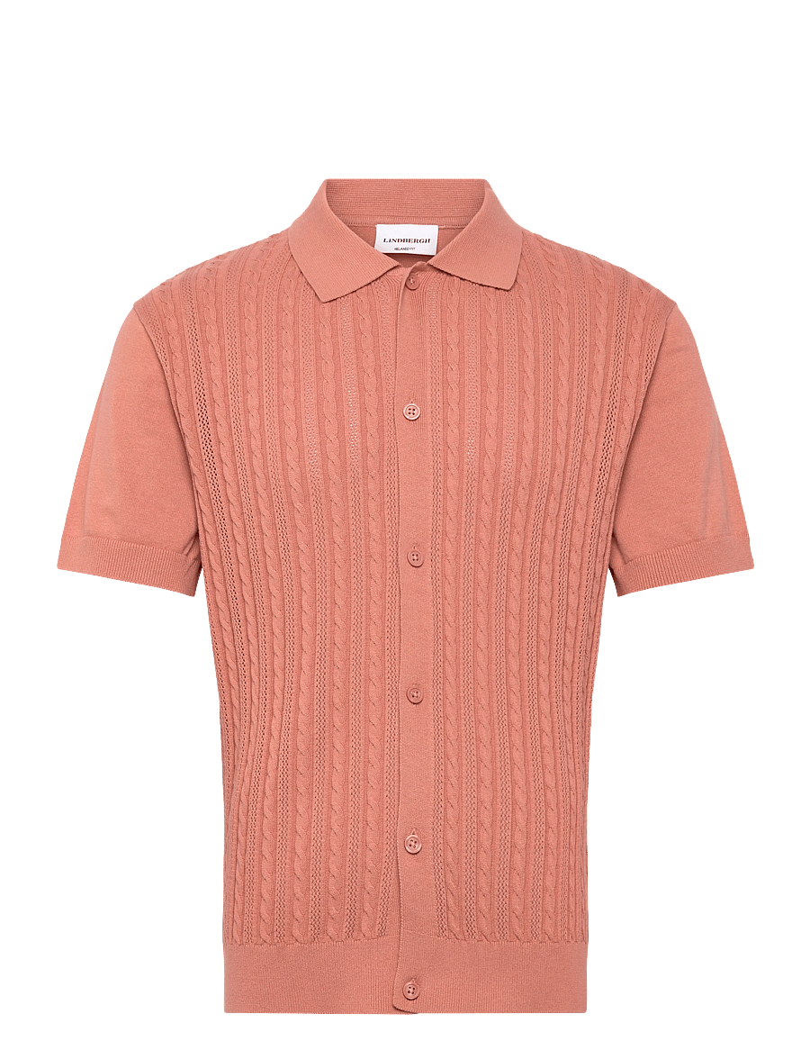 Lindbergh - Knitted S/S cable cardigan - kortærmede skjorter - rose - 1