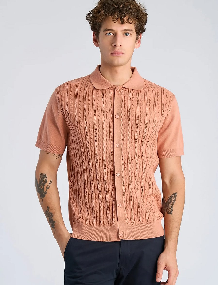 Lindbergh - Knitted S/S cable cardigan - kortærmede skjorter - rose - 3