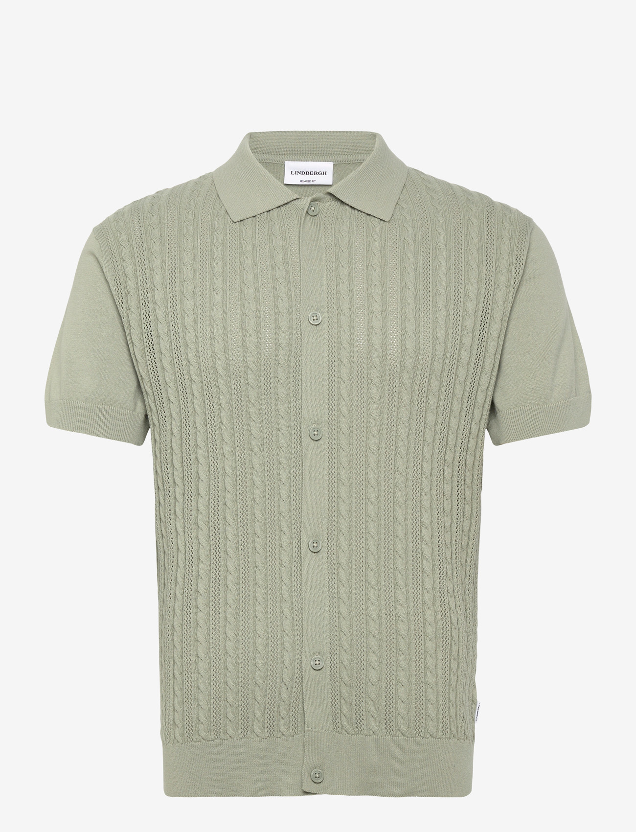 Lindbergh - Knitted S/S cable cardigan - kortærmede skjorter - sage green - 1