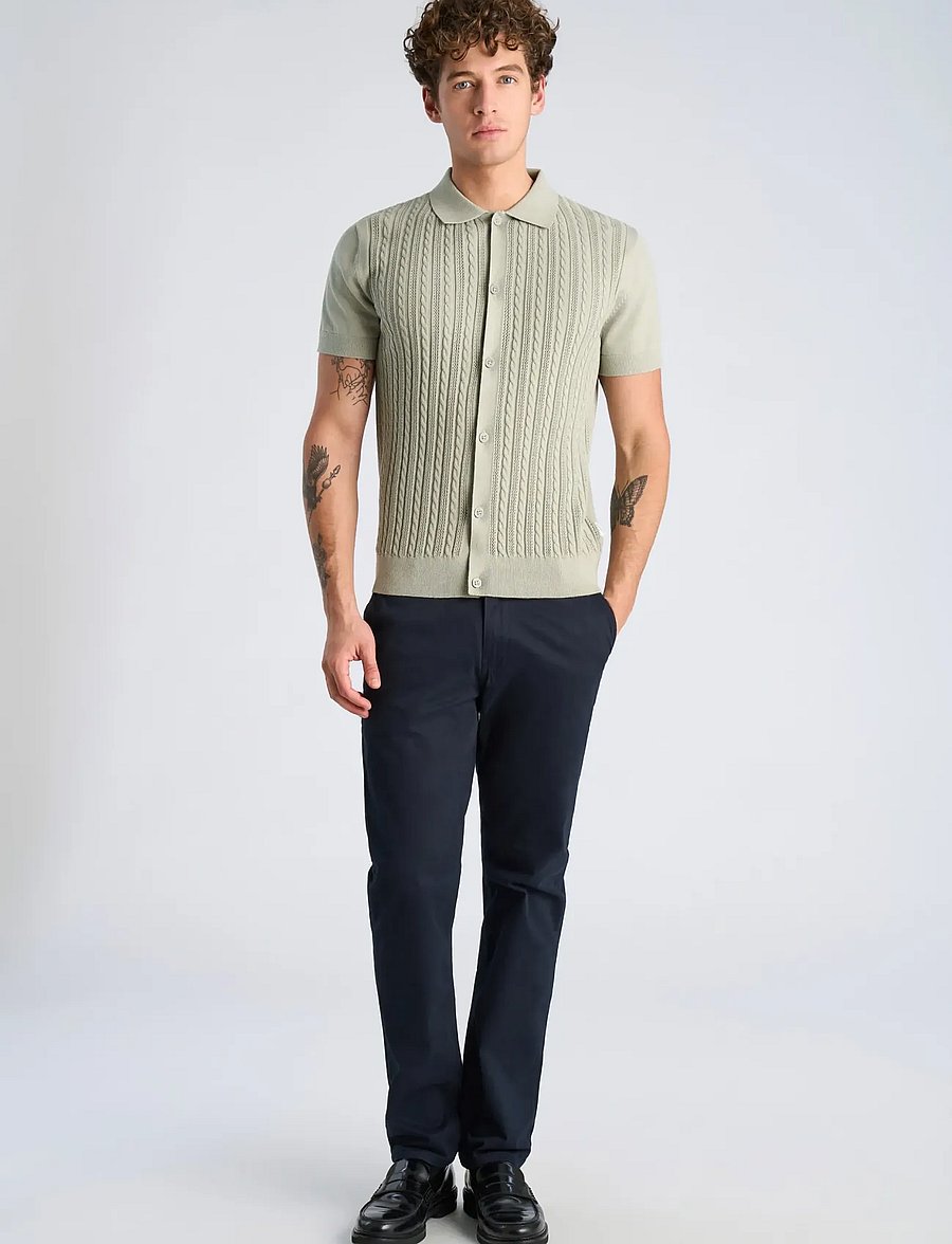 Lindbergh - Knitted S/S cable cardigan - kortärmade skjortor - sage green - 0